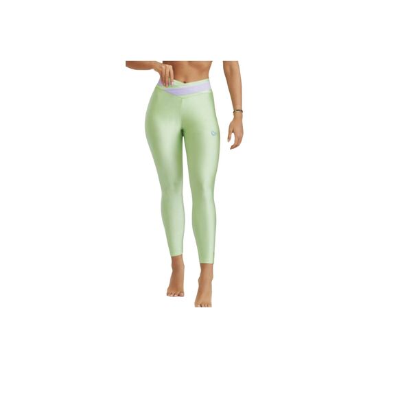Cajubrasil Women's Size M Crossover Athletic Leggings Pastel Green Light Purple